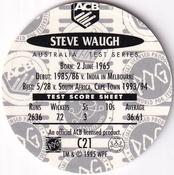 1995 Crown & Andrews Cricket Test Series & Sheffield Shield POG Pack Milk Caps #C21 Steve Waugh Back