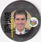 1995 Crown & Andrews Cricket Test Series & Sheffield Shield POG Pack Milk Caps #C27 Justin Langer Front