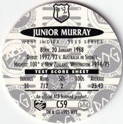 1995 Crown & Andrews Cricket Test Series & Sheffield Shield POG Pack Milk Caps #C59 Junior Murray Back