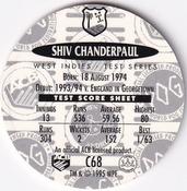 1995 Crown & Andrews Cricket Test Series & Sheffield Shield POG Pack Milk Caps #C68 Shivnarine Chanderpaul Back