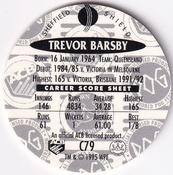 1995 Crown & Andrews Cricket Test Series & Sheffield Shield POG Pack Milk Caps #C79 Trevor Barsby Back