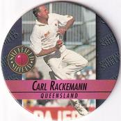 1995 Crown & Andrews Cricket Test Series & Sheffield Shield POG Pack Milk Caps #C85 Carl Rackemann Front