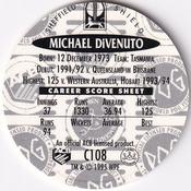 1995 Crown & Andrews Cricket Test Series & Sheffield Shield POG Pack Milk Caps #C108 Michael Di Venuto Back