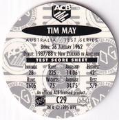 1995 Crown & Andrews Cricket Test Series & Sheffield Shield POG Pack Milk Caps - Gold Foil Parallel #C29 Tim May Back
