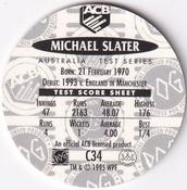 1995 Crown & Andrews Cricket Test Series & Sheffield Shield POG Pack Milk Caps - Gold Foil Parallel #C34 Michael Slater Back