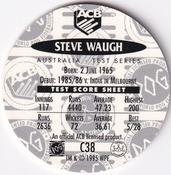 1995 Crown & Andrews Cricket Test Series & Sheffield Shield POG Pack Milk Caps - Gold Foil Parallel #C38 Steve Waugh Back