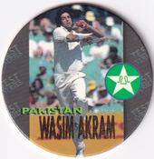 1995 Crown & Andrews Cricket Test Series & Sheffield Shield POG Pack Milk Caps - Gold Foil Parallel #C48 Wasim Akram Front