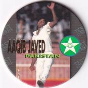 1995 Crown & Andrews Cricket Test Series & Sheffield Shield POG Pack Milk Caps - Gold Foil Parallel #C49 Aaqib Javed Front