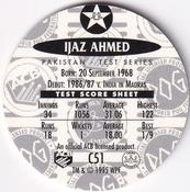 1995 Crown & Andrews Cricket Test Series & Sheffield Shield POG Pack Milk Caps - Gold Foil Parallel #C51 Ijaz Ahmed Back