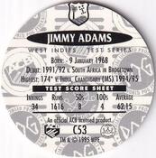 1995 Crown & Andrews Cricket Test Series & Sheffield Shield POG Pack Milk Caps - Gold Foil Parallel #C53 Jimmy Adams Back