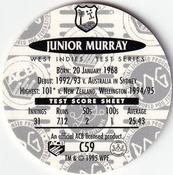 1995 Crown & Andrews Cricket Test Series & Sheffield Shield POG Pack Milk Caps - Gold Foil Parallel #C59 Junior Murray Back