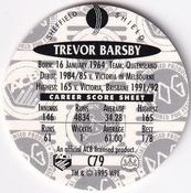 1995 Crown & Andrews Cricket Test Series & Sheffield Shield POG Pack Milk Caps - Gold Foil Parallel #C79 Trevor Barsby Back
