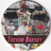1995 Crown & Andrews Cricket Test Series & Sheffield Shield POG Pack Milk Caps - Gold Foil Parallel #C79 Trevor Barsby Front