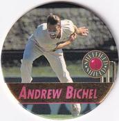 1995 Crown & Andrews Cricket Test Series & Sheffield Shield POG Pack Milk Caps - Gold Foil Parallel #C80 Andrew Bichel Front