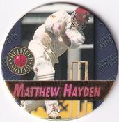 1995 Crown & Andrews Cricket Test Series & Sheffield Shield POG Pack Milk Caps - Gold Foil Parallel #C82 Matthew Hayden Front