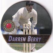 1995 Crown & Andrews Cricket Test Series & Sheffield Shield POG Pack Milk Caps - Gold Foil Parallel #C93 Darren Berry Front