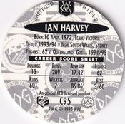 1995 Crown & Andrews Cricket Test Series & Sheffield Shield POG Pack Milk Caps - Gold Foil Parallel #C95 Ian Harvey Back