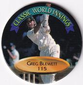 1995 Crown & Andrews Cricket Test Series & Sheffield Shield POG Pack Milk Caps - Classic World Innings #CW2 Greg Blewett Front