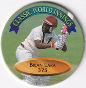 1995 Crown & Andrews Cricket Test Series & Sheffield Shield POG Pack Milk Caps - Classic World Innings #CW5 Brian Lara Front