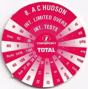 1995 Topsport Total South Africa v England Cricket Player Discs #8 Andrew Hudson Back