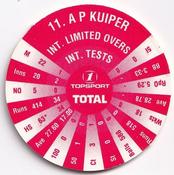 1995 Topsport Total South Africa v England Cricket Player Discs #11 Adrian Kuiper Back