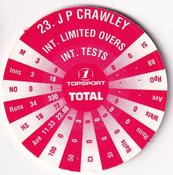 1995 Topsport Total South Africa v England Cricket Player Discs #23 John Crawley Back