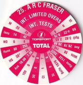 1995 Topsport Total South Africa v England Cricket Player Discs #25 Angus Fraser Back