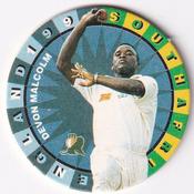 1995 Topsport Total South Africa v England Cricket Player Discs #30 Devon Malcolm Front