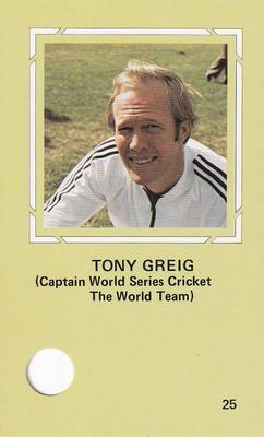 1977 World Series Cricket Souvenir Cassette Cards #25 Tony Greig Front