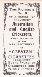 1980 Dover/Constable Publications Classic Cricket Cards (Reprint) #6 Frank Laver Back