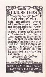 1980 Dover/Constable Publications Classic Cricket Cards (Reprint) #136-c Charlie Parker Back