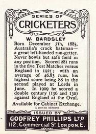 1980 Dover/Constable Publications Classic Cricket Cards (Reprint) #2-c Warren Bardsley Back