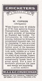 1980 Dover/Constable Publications Classic Cricket Cards (Reprint) #9 William Copson Back