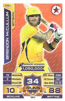 2015-16 Topps Cricket Attax IPL - Star Card Promos #1BN Brendon McCullum Front