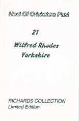 1990 Richards Collection Host Of Cricketers Past #21 Wilfred Rhodes Back