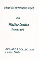 1990 Richards Collection Host Of Cricketers Past #48 Walter Luckes Back