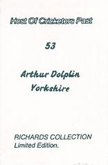 1990 Richards Collection Host Of Cricketers Past #53 Arthur Dolphin Back