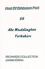 1990 Richards Collection Host Of Cricketers Past #54 Abe Waddington Back