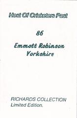 1990 Richards Collection Host Of Cricketers Past #86 Emmott Robinson Back