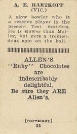 1924-25 Allens Cricketers #35 Albert Hartkopf Back