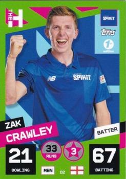 2022 Topps Cricket Attax The Hundred - Dynamos #D2 Zak Crawley Front