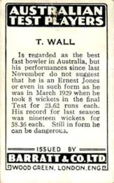 1930 Barratt Australian Test Players #NNO Tim Wall Back