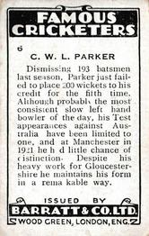1930-31 Barratt Famous Cricketers #6 Charlie Parker Back