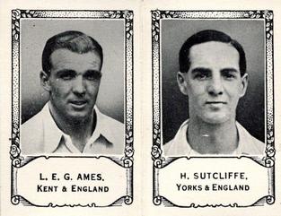 1932-33 Barratt & Co Famous Cricketers Folders #NNO Les Ames / Herbert Sutcliffe Front