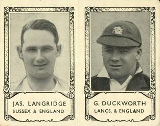 1934 Barratt & Co Famous Cricketers Folders #NNO James Langridge / George Duckworth Front