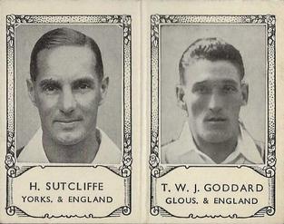 1934 Barratt & Co Famous Cricketers Folders #NNO Herbert Sutcliffe / Tom Goddard Front