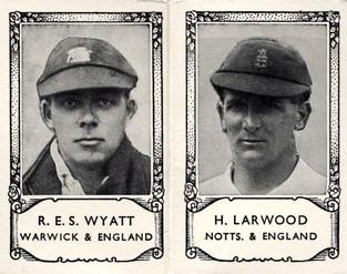 1934 Barratt & Co Famous Cricketers Folders #NNO Bob Wyatt / Harold Larwood Front