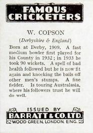 1937 Barratt & Co Famous Cricketers #NNO Bill Copson Back