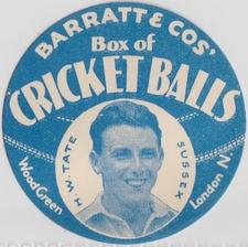 1932 Barratt & Co Box Of Cricket Balls Cricketers (Blue) #NNO Maurice Tate Front