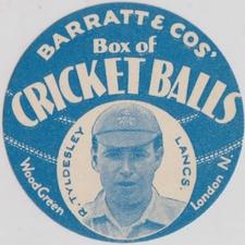 1932 Barratt & Co Box Of Cricket Balls Cricketers (Blue) #NNO Richard Tyldesley Front
